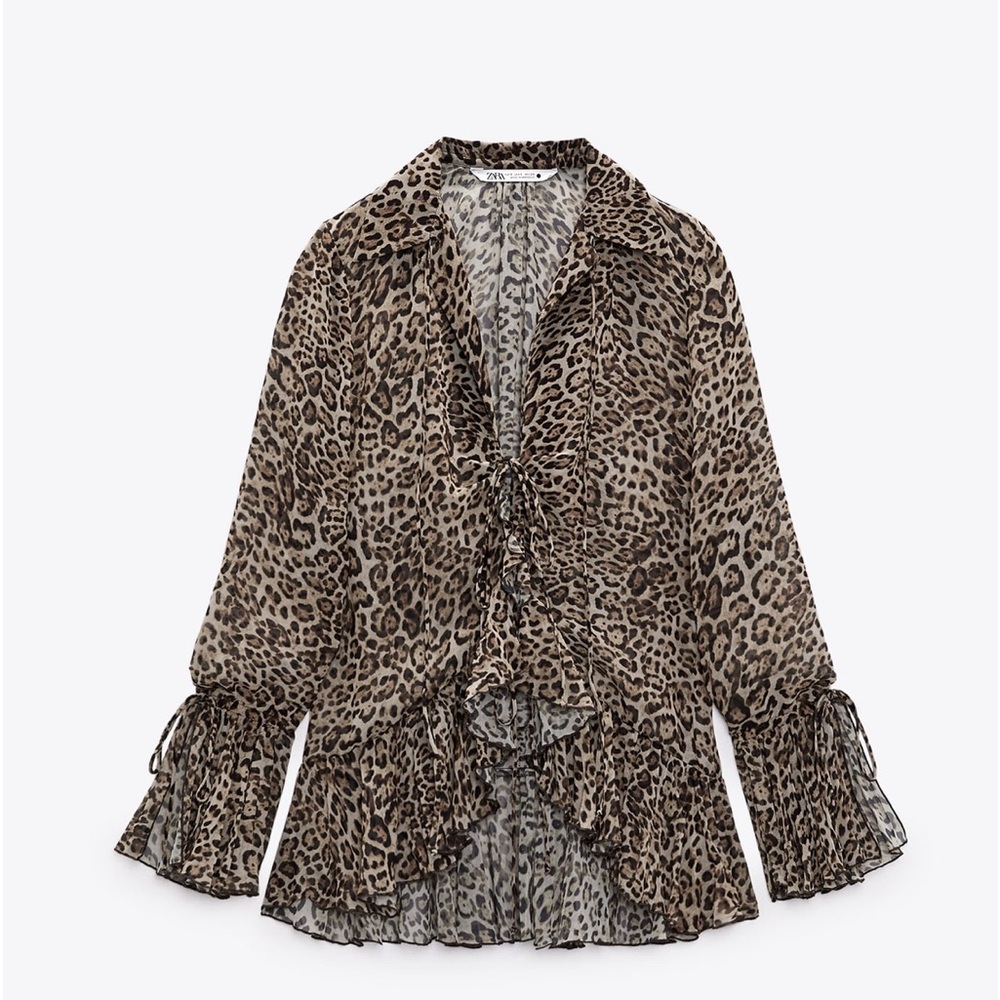 Zara Ruffled Print Blouse NWT